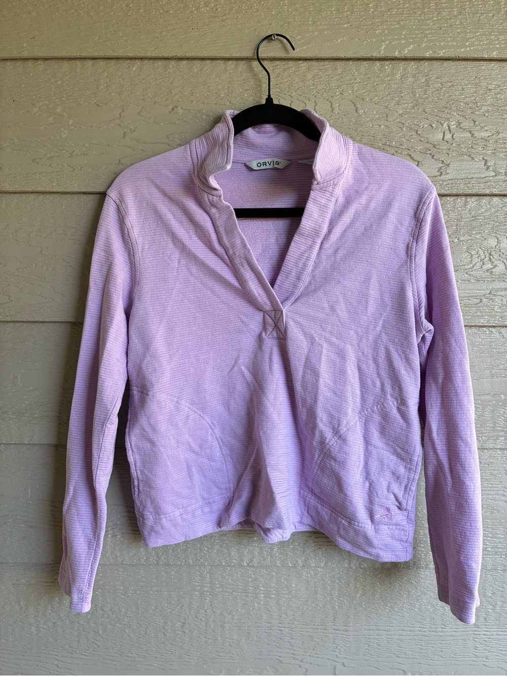 Orvis Women’s Lavender Textured Knit Split Neck Pullover Sweater Small